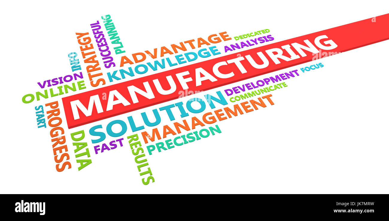 Manufacturing Word Cloud Concept Isolated on White Stock Photo