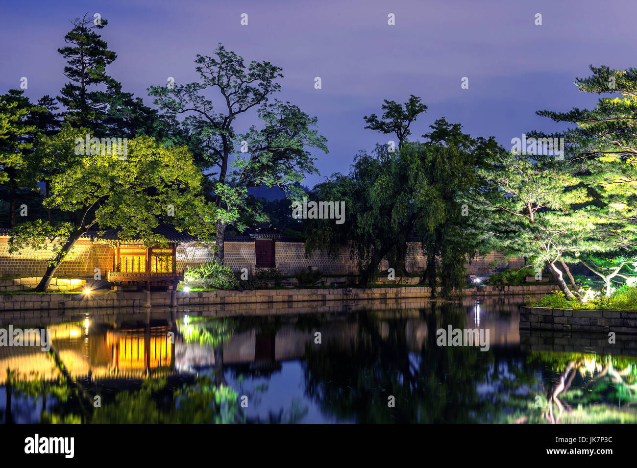 Gyeongbokgung Palace at night in seoul,Korea. Stock Photo