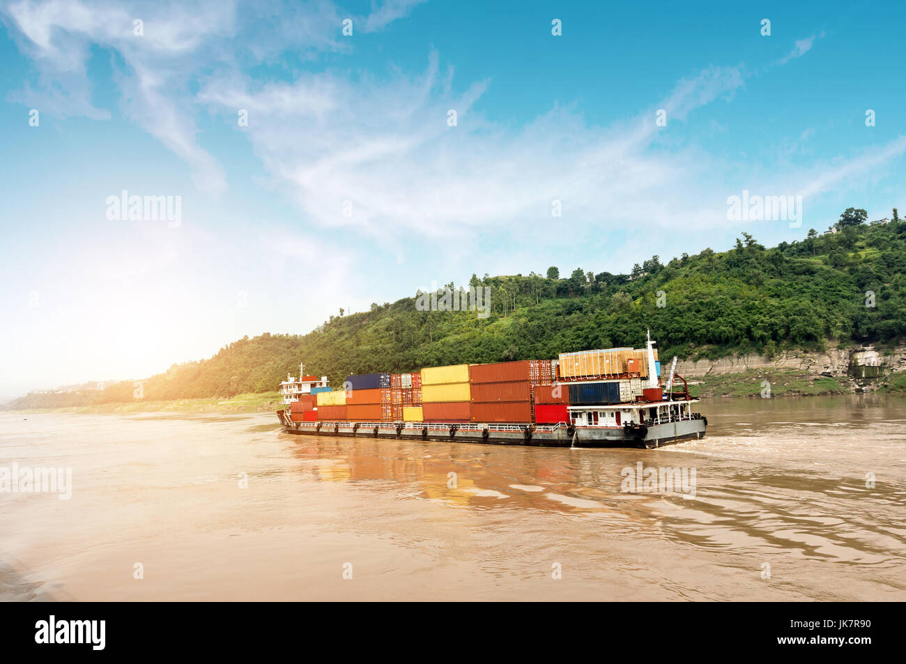 Driving in the Yangtze River container ship Stock Photo - Alamy