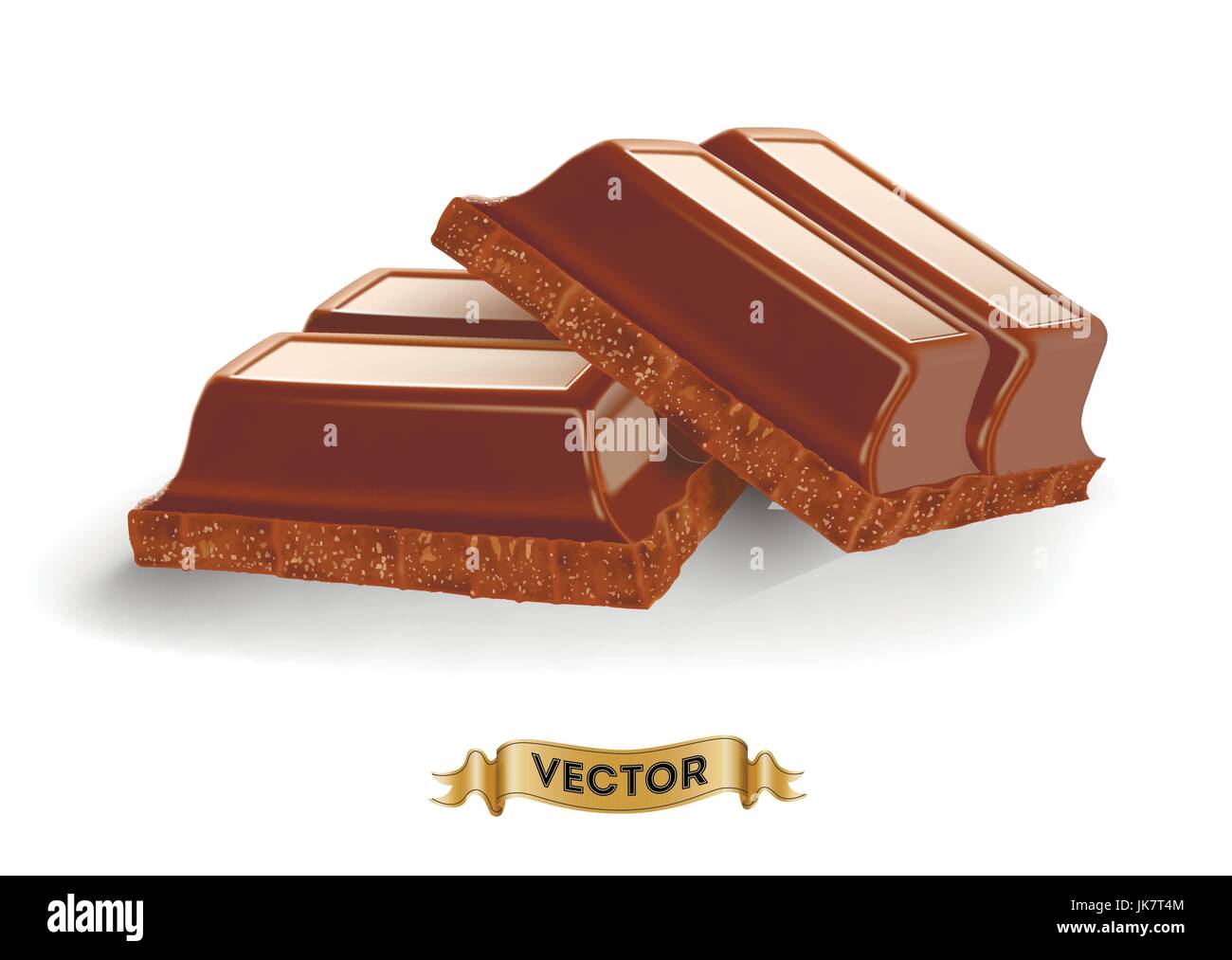 Realistic vector illustration of broken chocolate bar on white