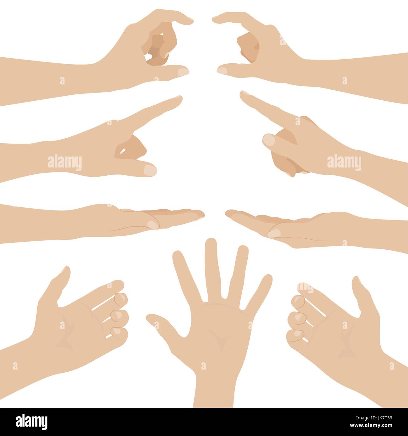 Collage of woman hands on white background. Flat design vector illustration Stock Vector