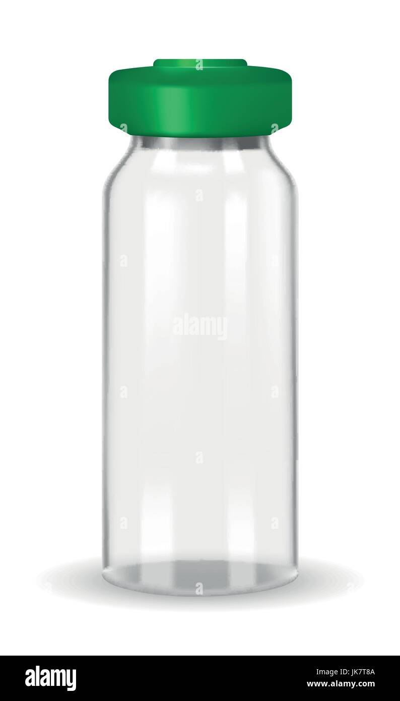 Glass medical container on white background, realistic vector