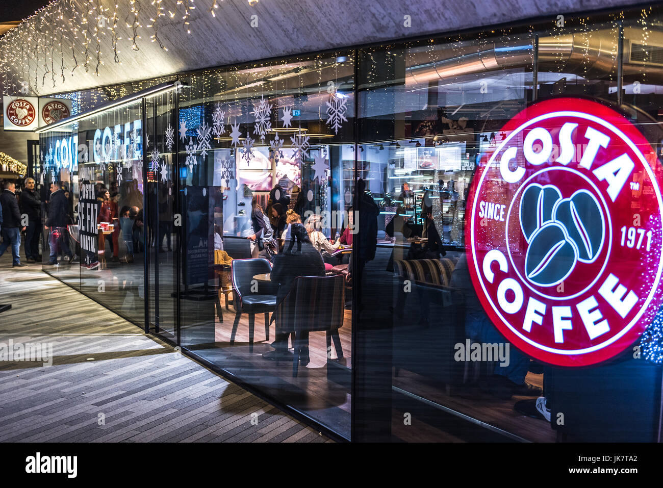 Costa Coffee in Passeio dos Clerigos shopping cener on Lisbon Square in Porto city on Iberian Peninsula, second largest city in Portugal Stock Photo