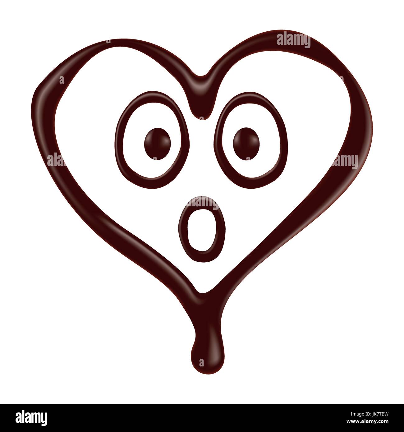 Chocolate heart shape smiley face on white background, realistic vector