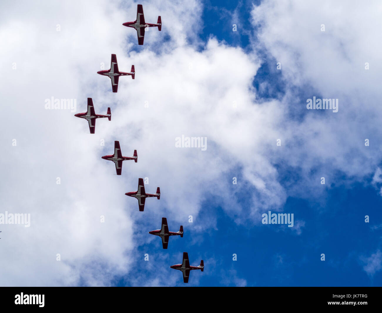 The CF Snowbirds flypast over Ottawa, Capital of Canada, on the Canada Day Stock Photo