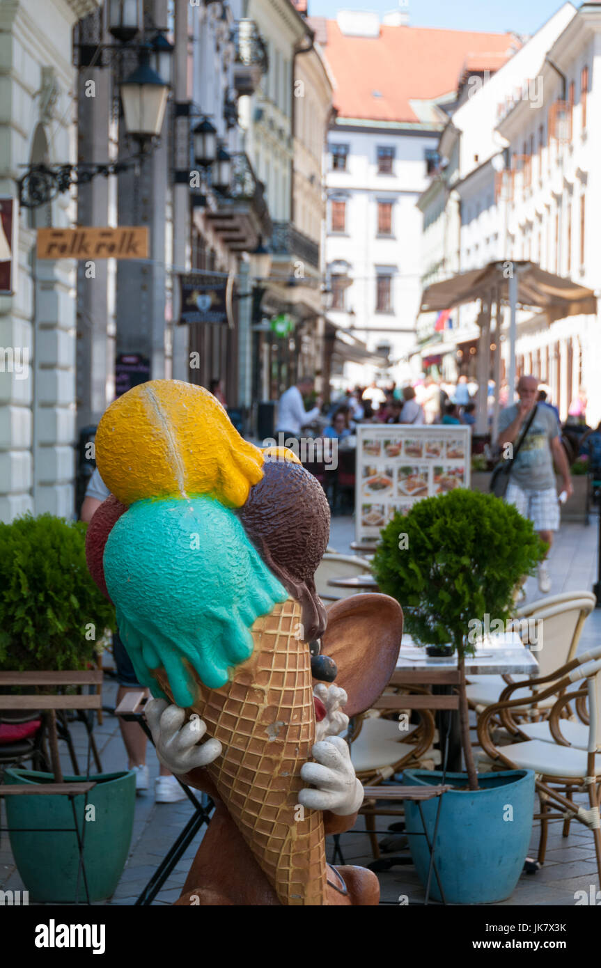 Ice cream in Old Town, Main Square, Bratislava, Slovakia Stock Photo