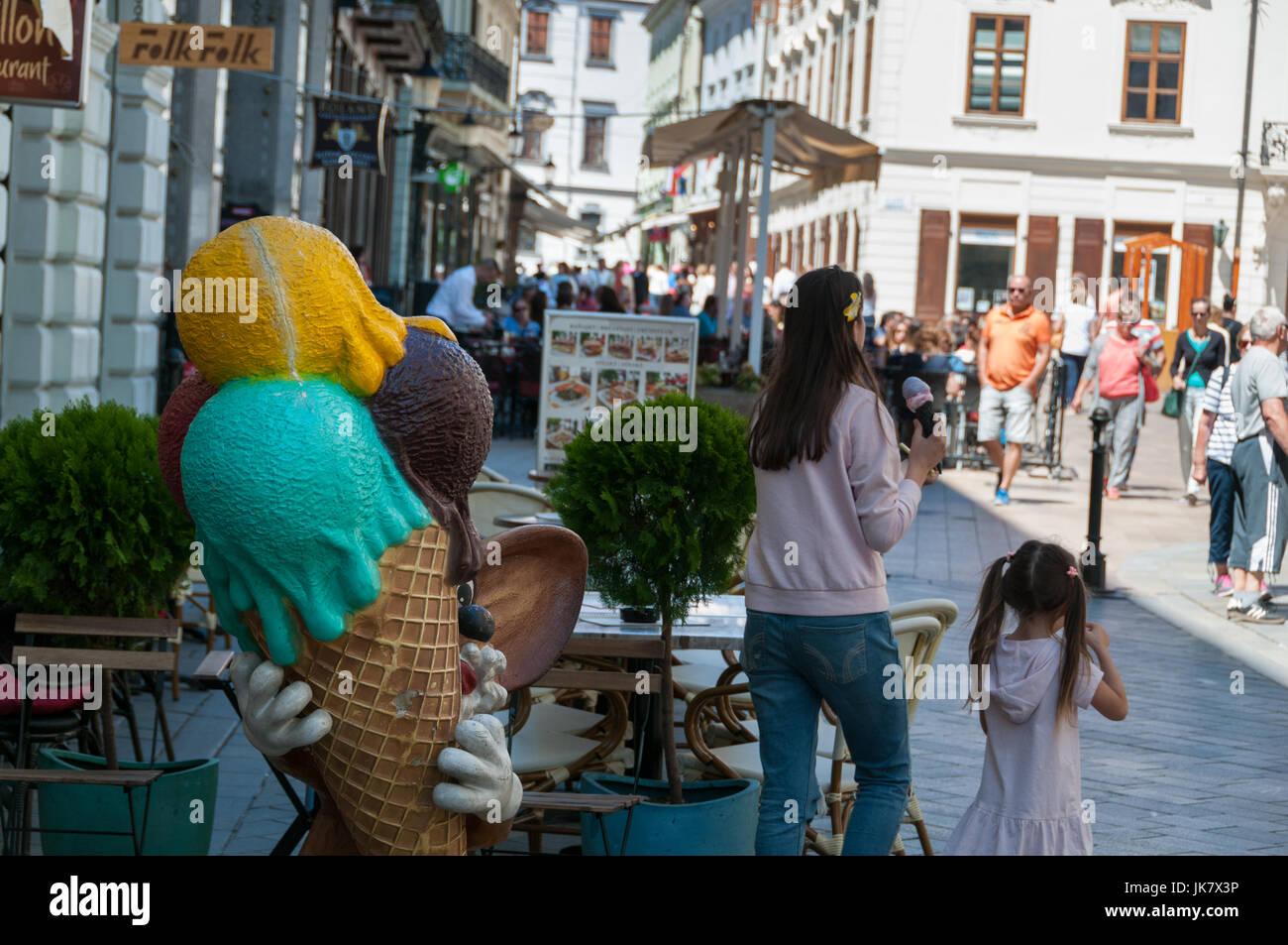 Ice cream in Old Town, Main Square, Bratislava, Slovakia Stock Photo