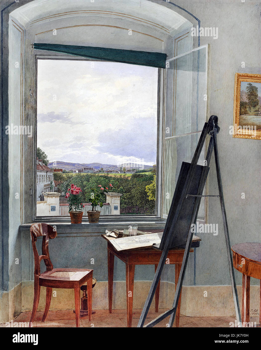 Jakob Alt, View from the Artist's Studio in Alservorstadt toward Dornbach, 1836 Watercolor. Albertina, Vienna, Austria. Stock Photo