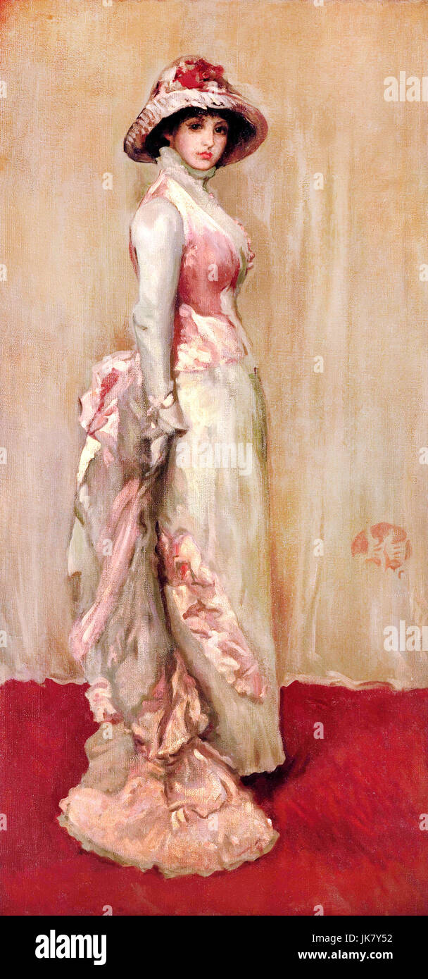 James Abbott McNeill Whistler, Harmony in Pink and Gray: Lady Meux 1881 Oil on canvas. Indianapolis Museum of Art, USA. Stock Photo