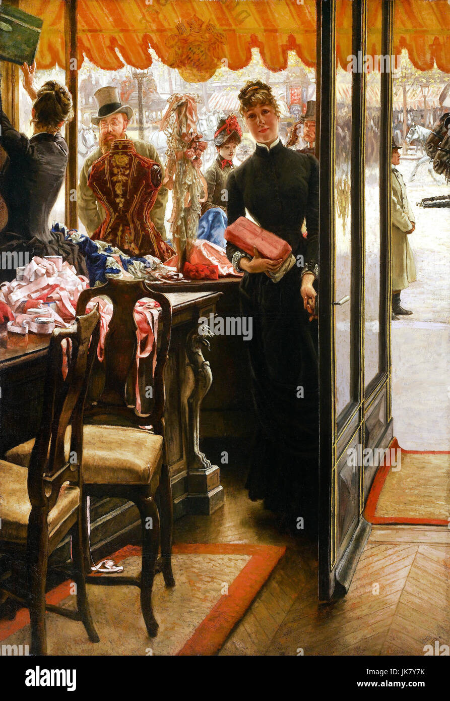 James Tissot, La Demoiselle de Magasin. 1878 - 1885 Oil on canvas. Art Gallery of Ontario, Toronto, Canada. Stock Photo