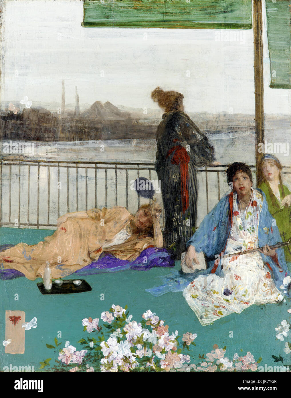 James Abbott McNeill Whistler, Variations in Flesh Colour and Green - The Balcony 1864-1879 Oil on wood panel. Freer Gallery of Art, Washington, D.C., Stock Photo