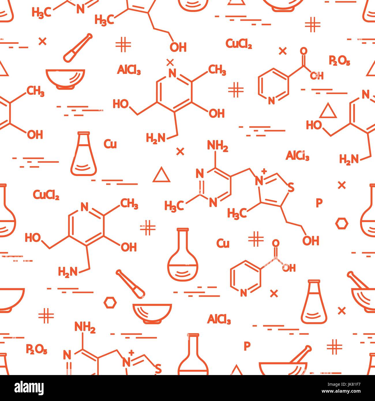 Seamless pattern with variety scientific, education elements: flask ...
