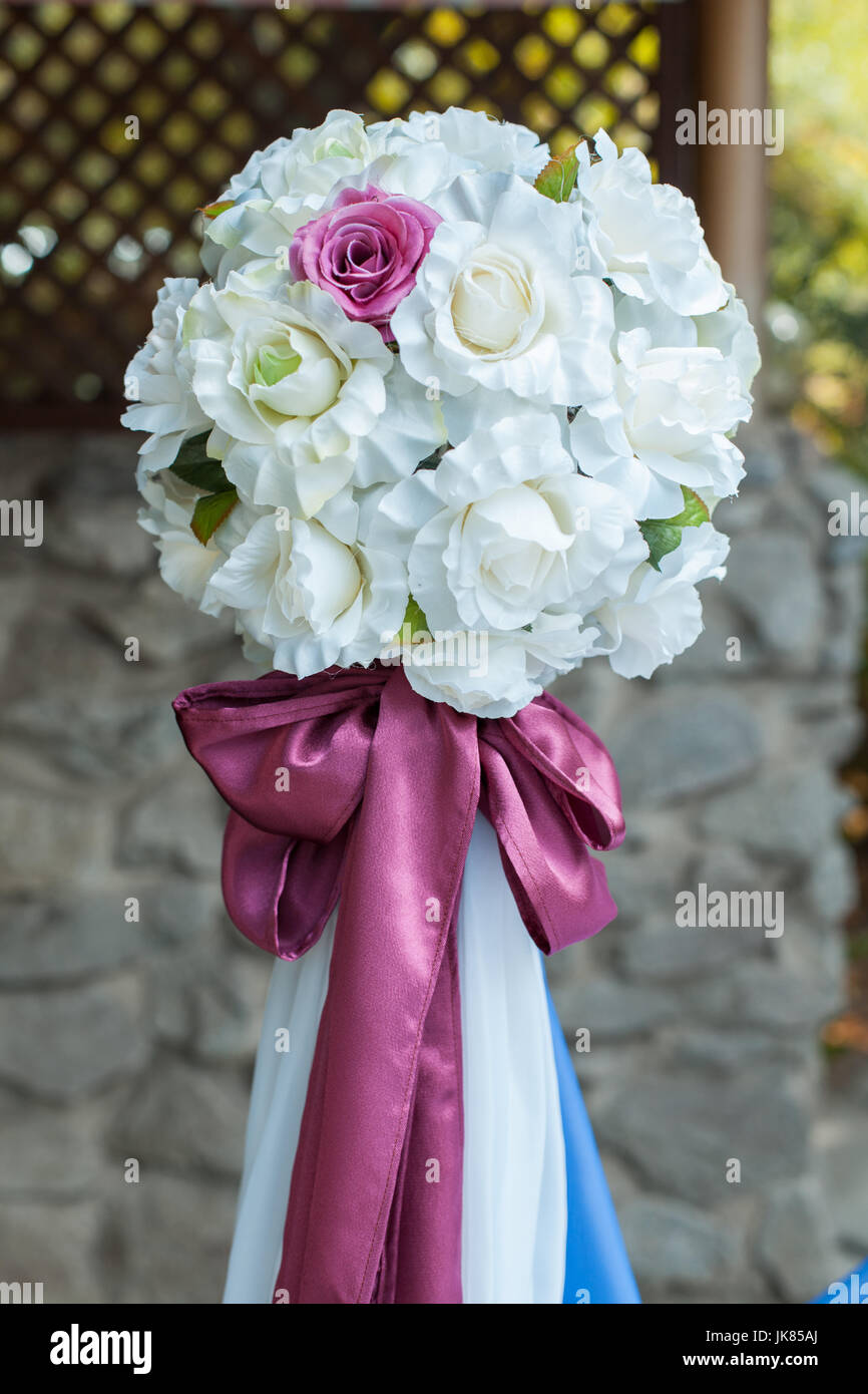 Flower wedding decoration for a wedding ceremony Stock Photo