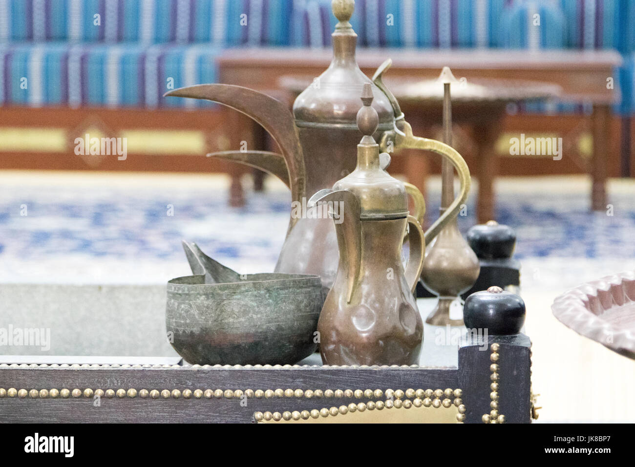 Coffee table detail in a typical arabic tent Stock Photo