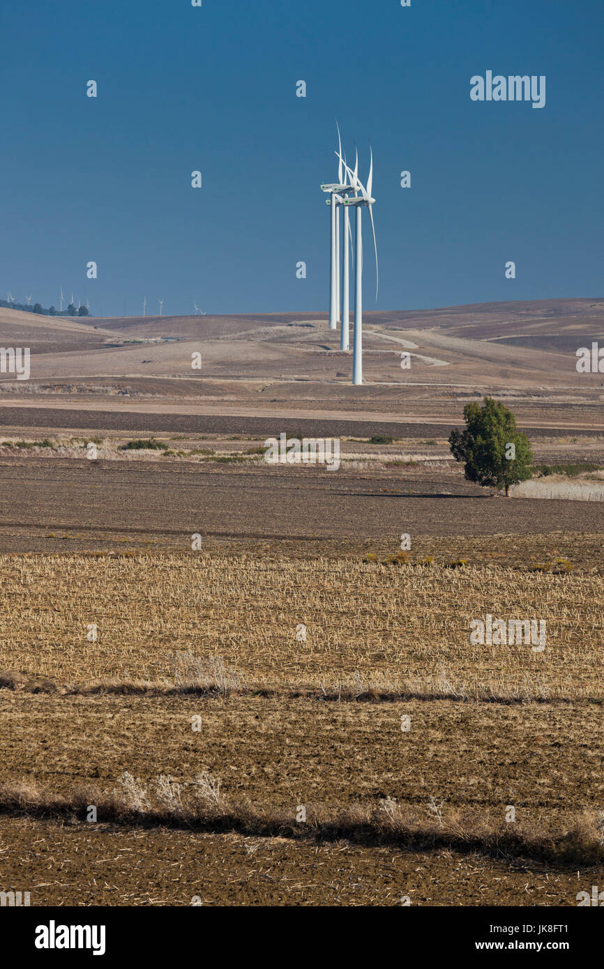 Spain, Andalucia Region, Cadiz Province, Vejer de la Frontera area, modern windmills Stock Photo