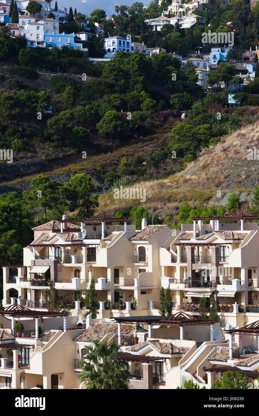 Spain, Andalucia Region, Malaga Province, Marbella-area, elevated view of vacation condos at the La Zagaleta development Stock Photo