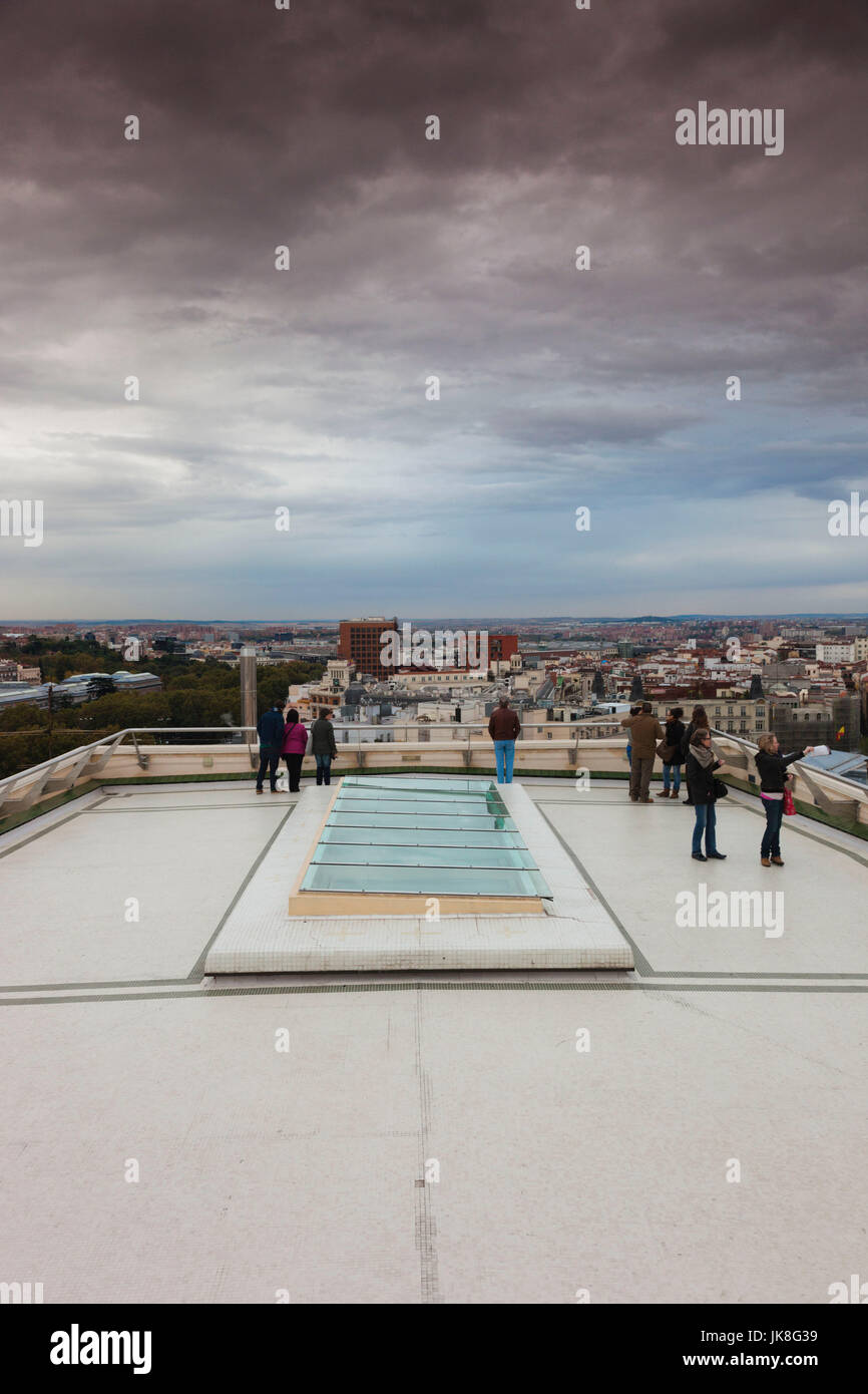 Spain, Madrid, visitors on the roof of the  Circulo de Bellas Artes, sunset, NR Stock Photo