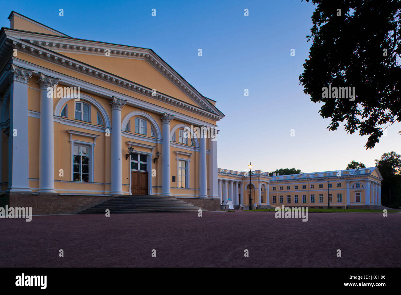 Russia, Saint Petersburg, Pushkin-Tsarskoye Selo, Alexander Palace, final home of Czar Nicholas II until the Russian Revolution, dusk Stock Photo