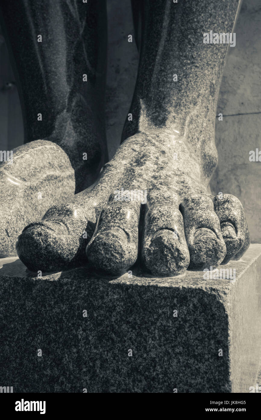 Russia, Saint Petersburg, Center, Winter Palace and Hermitage Museum, Large Hermitage building, entrance sculpture foot Stock Photo