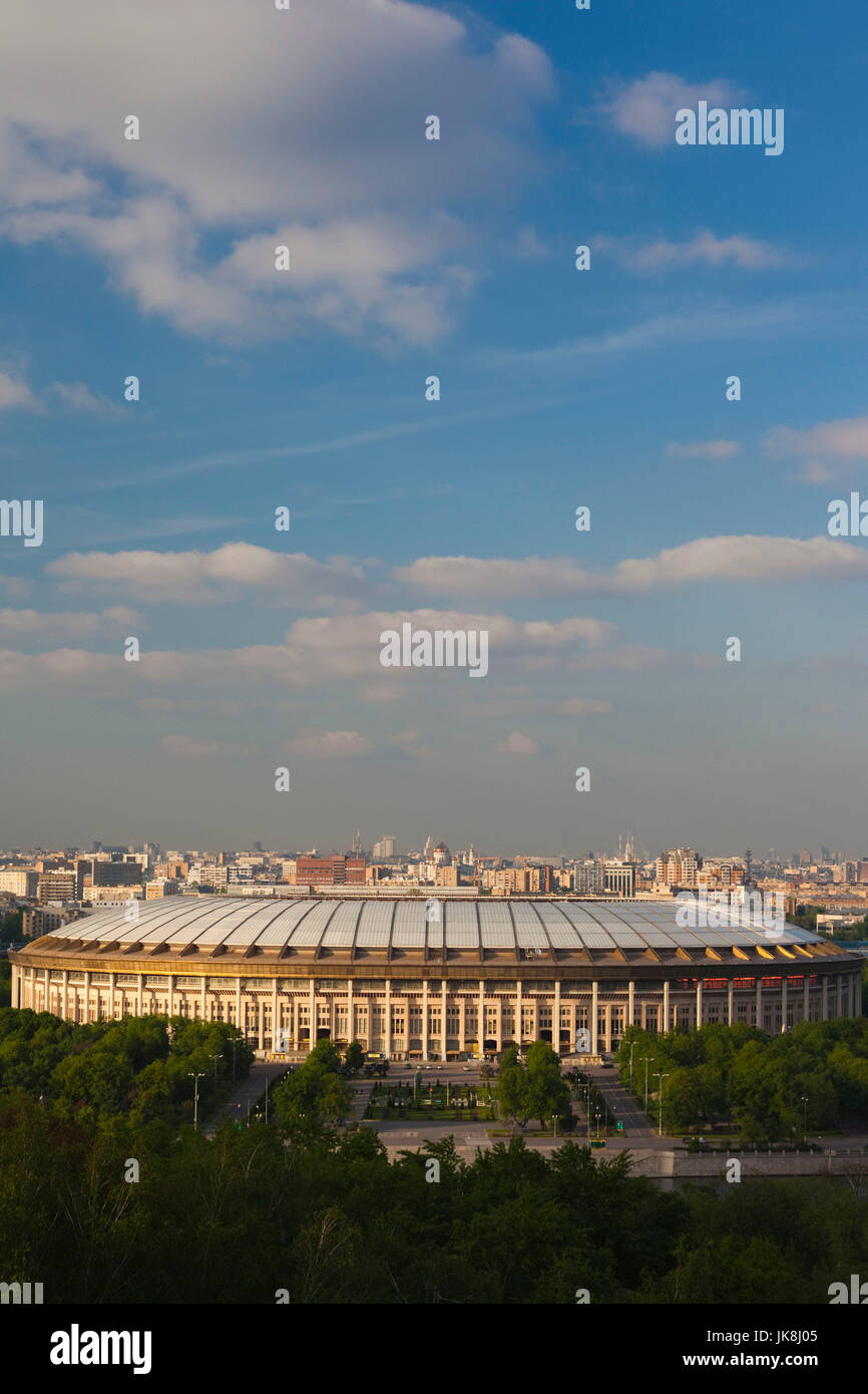 Russia, Moscow Oblast, Moscow, Sparrow Hills-area, elevated city view with Luzhniki Stadium, late afternoon Stock Photo
