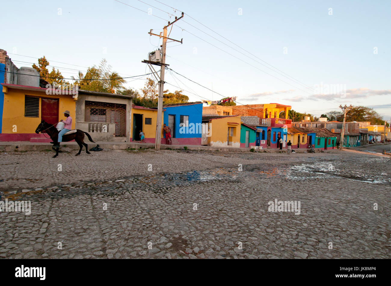 Cobblestone side street in Trinidad Cuba Stock Photo