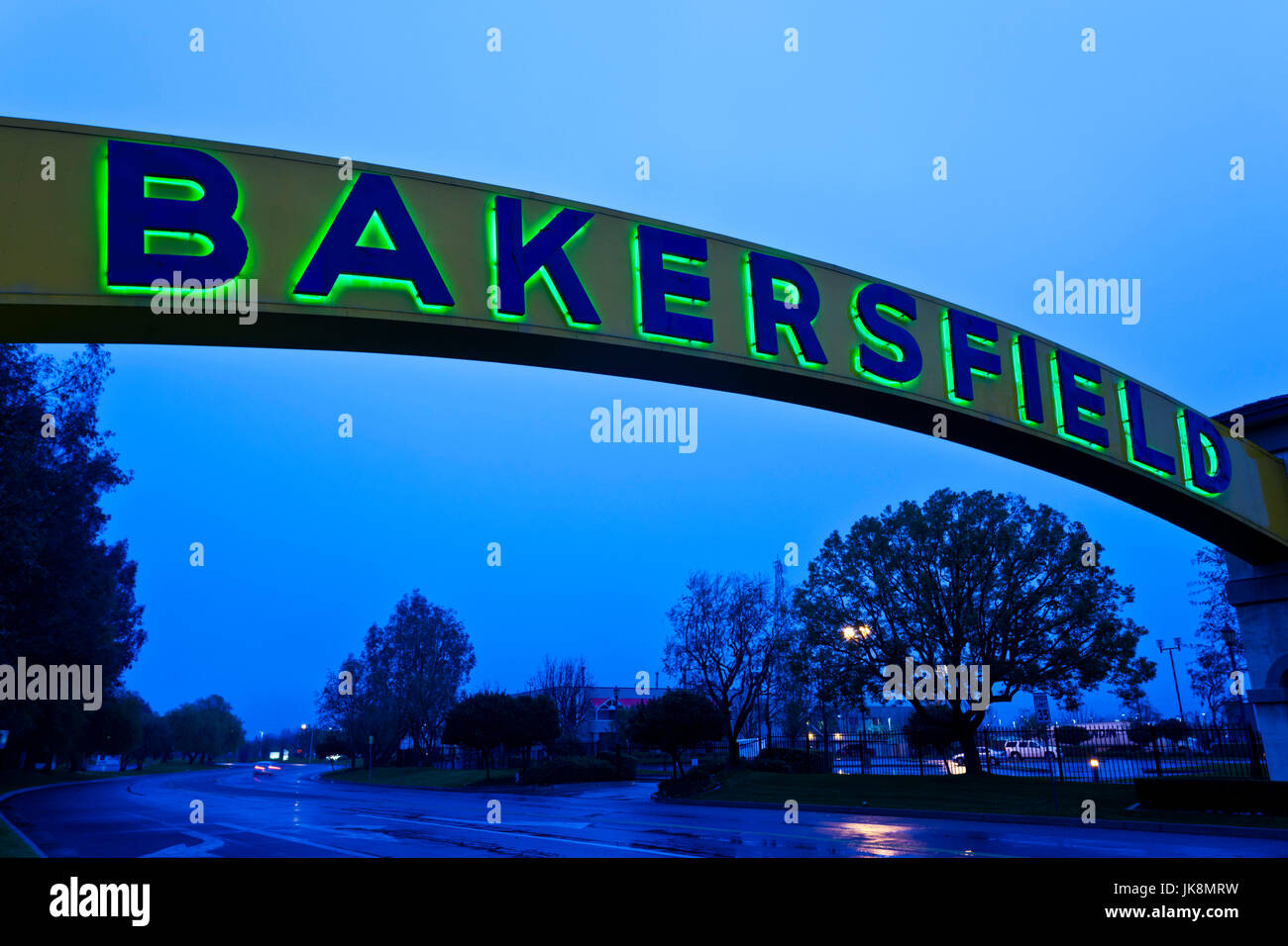 USA, California, San Joaquin Valley, Bakersfield, town sign