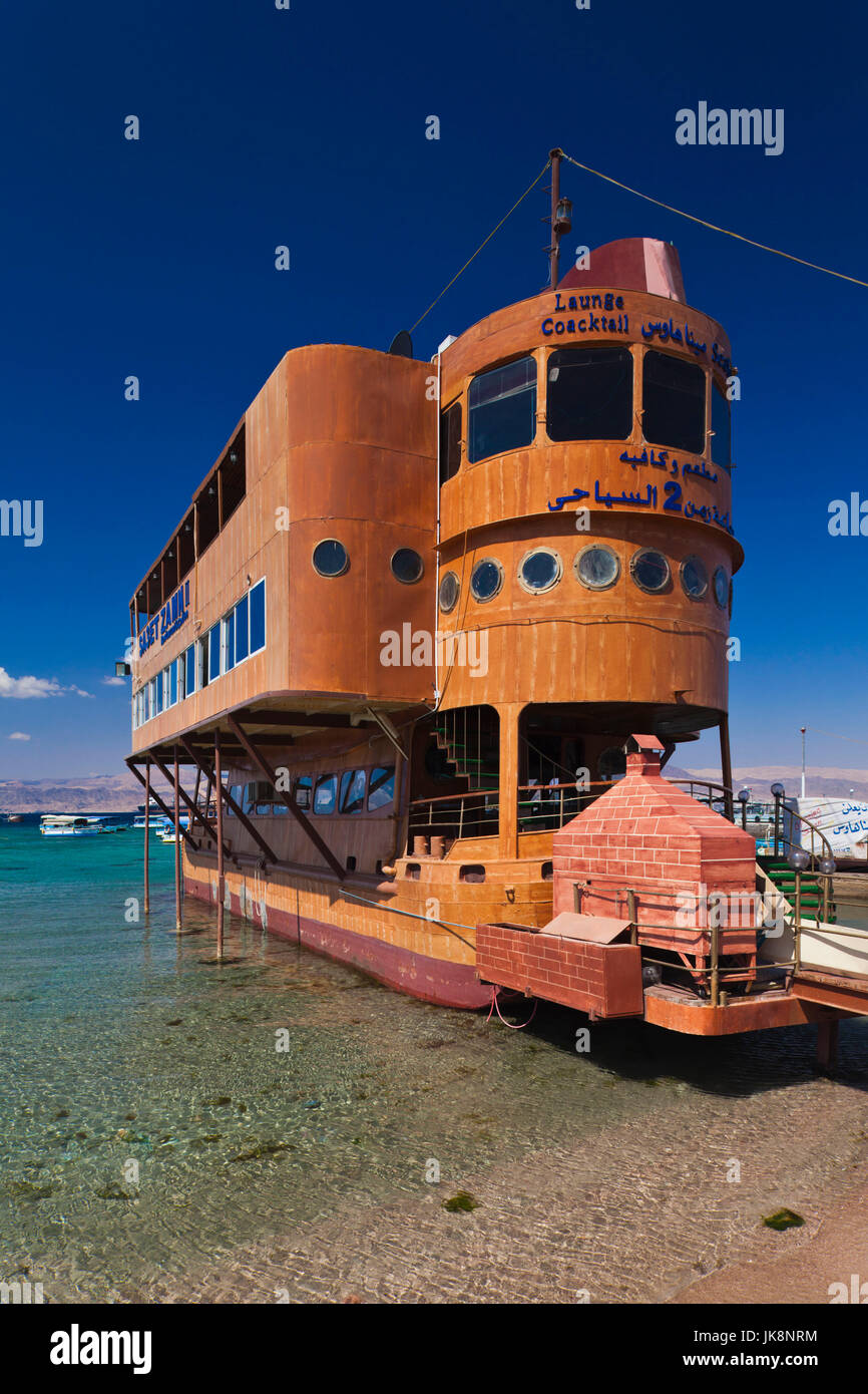 Jordan, Aqaba, floating restaurant, Aqaba beach Stock Photo Alamy