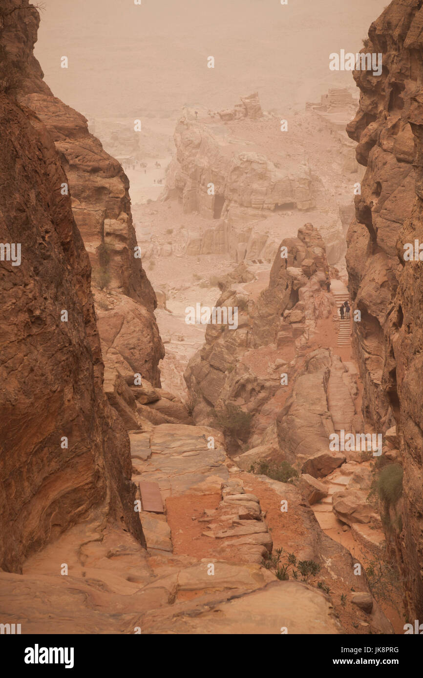 Jordan, Petra-Wadi Musa, Ancient Nabatean City of Petra, landscape by the High Place of Sacrifice Stock Photo