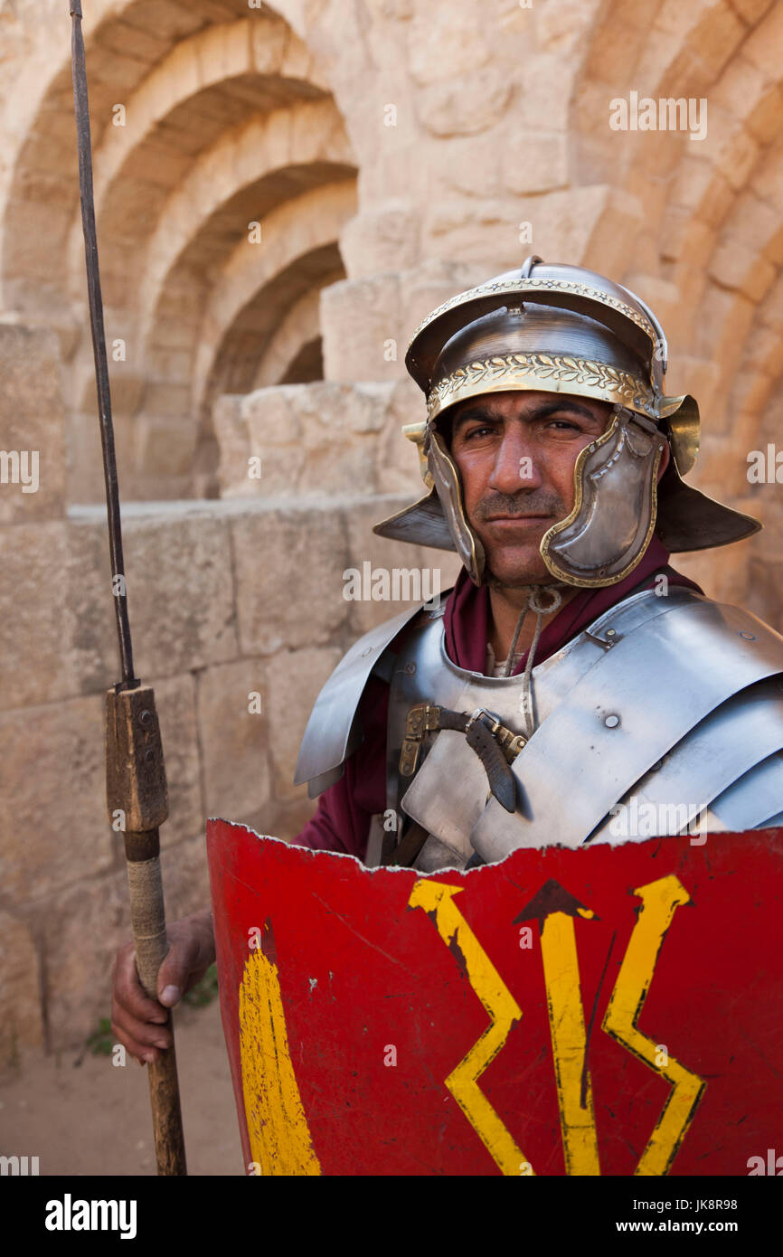 Jordan, Jerash, Roman Army and Chariot Experience, Roman Centurion, R, MR_JOR_11_001 Stock Photo