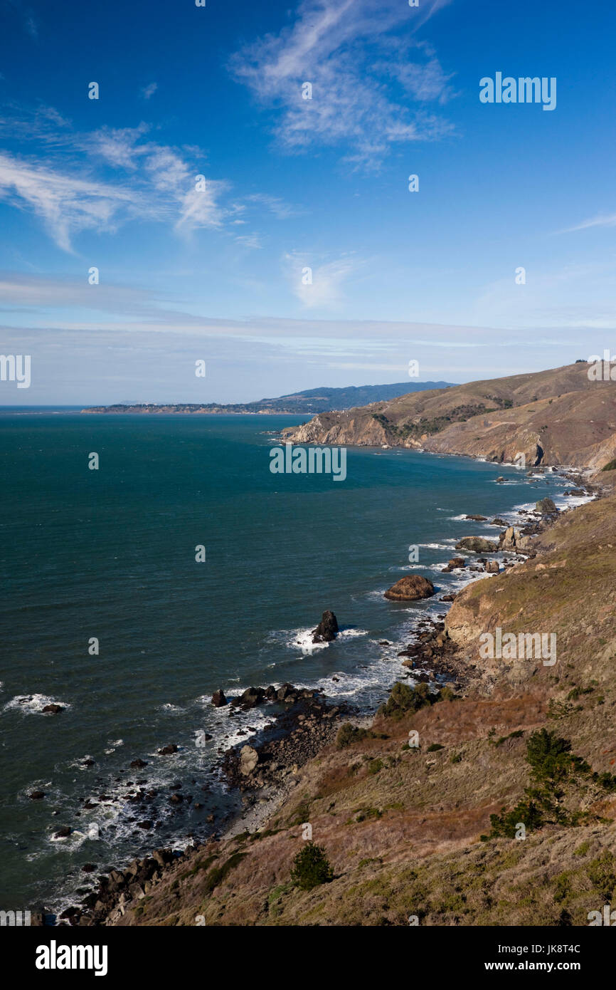 USA, California, San Francisco Bay Area, Marin Headlands, Golden Gate National Recreation Area, Muir Beach Overlook, view of the Pacific Ocean Stock Photo