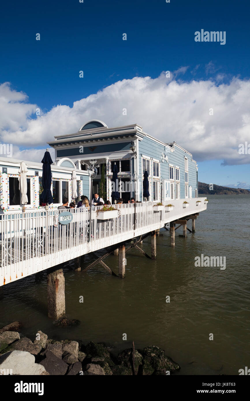 USA, California, San Francisco Bay Area, Marin County, Sausalito, harborfront cafe Stock Photo