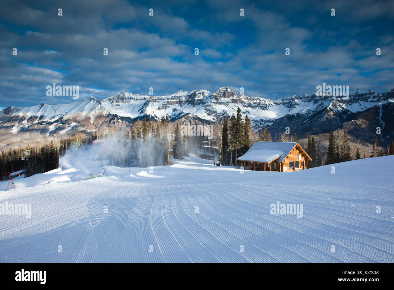 USA, Colorado, Telluride, Mountain Village Ski Area, morning Stock Photo