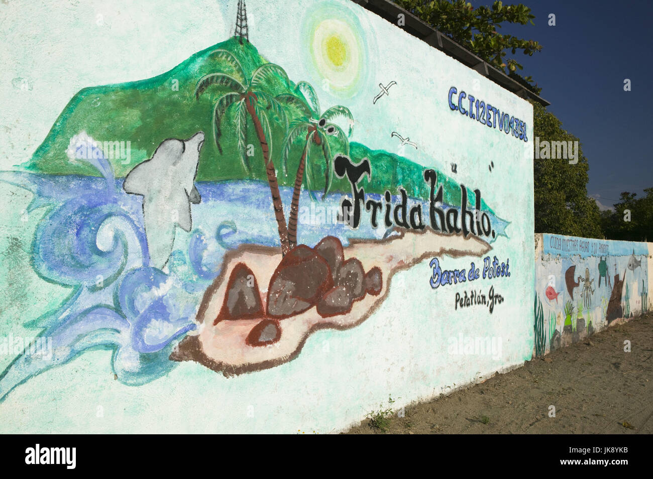 Mexiko, Guerrero, Barra de Potosi, Mauer, bemalt, Hinweis, Frida Kahlo, Stock Photo