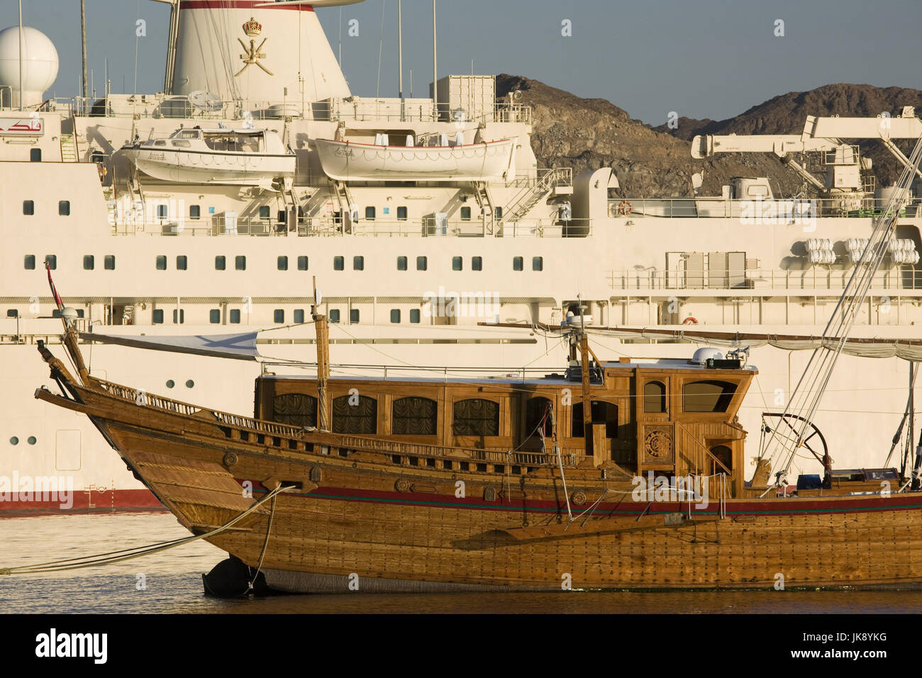 Oman, Maskat, Mutrah, Hafen, Kriegsschiff, Dhow, Detail, Stock Photo