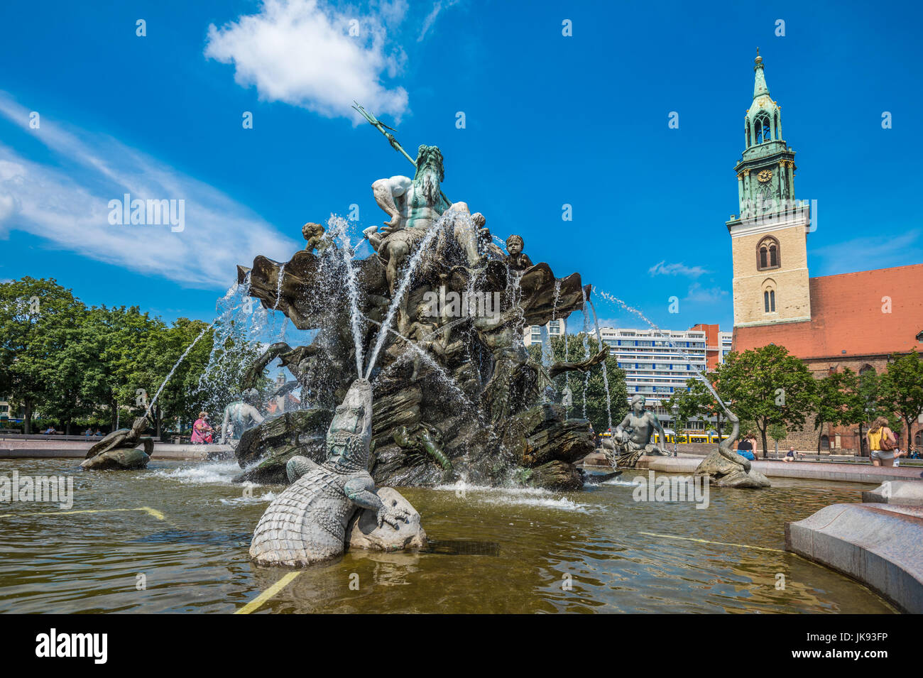 Neptunbrunnen or Neptune fountain at Alexanderplatz square, Berlin