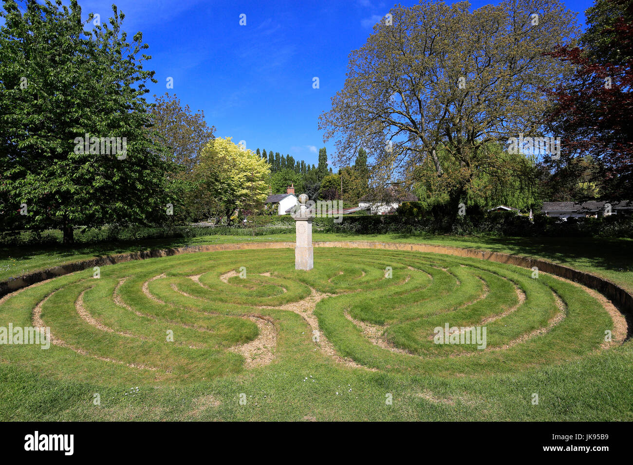 Summer, Hilton Turf Maze, Hilton village, Cambridgeshire, East Anglia, England, UK Stock Photo