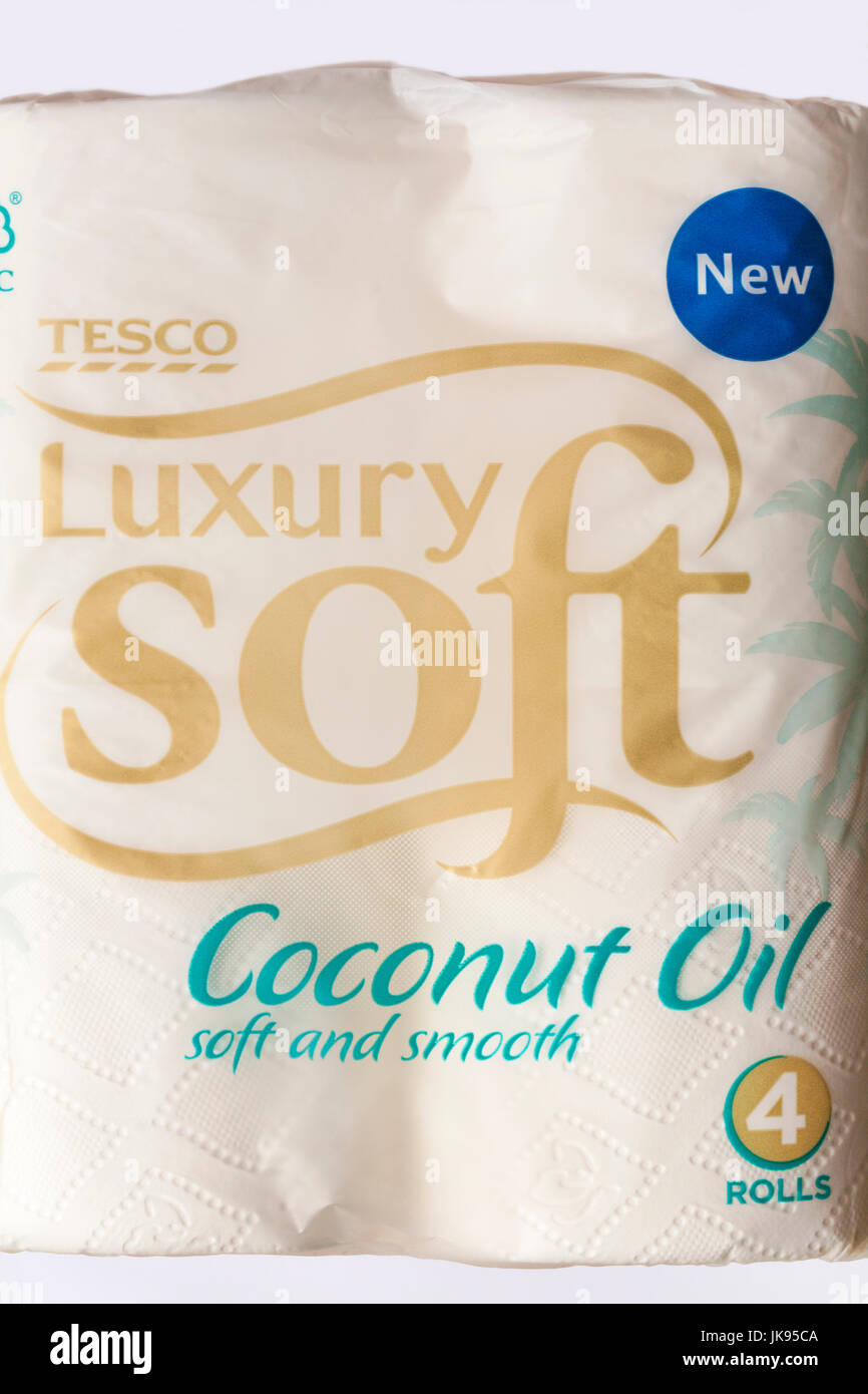 Tesco Luxury Soft Coconut Oil soft and smooth toilet rolls - UK Stock Photo  - Alamy
