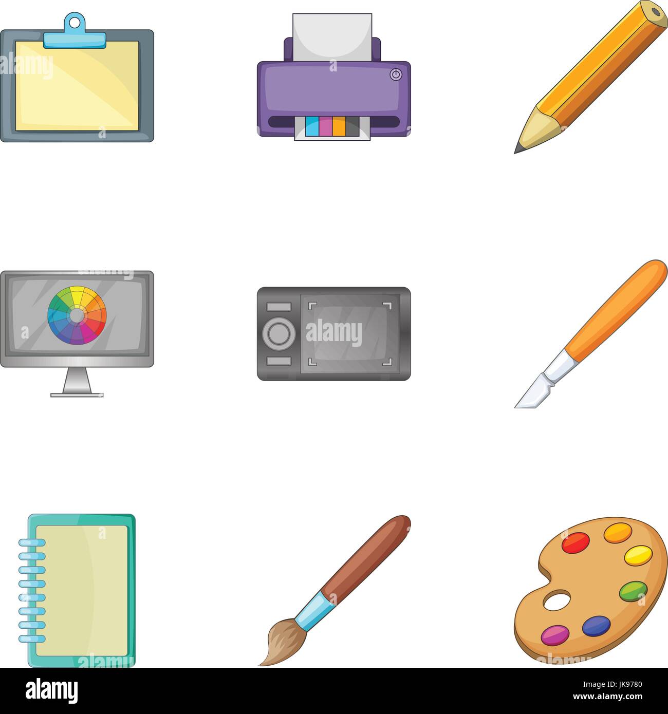 Art tools icons set, cartoon style Stock Vector Image & Art - Alamy