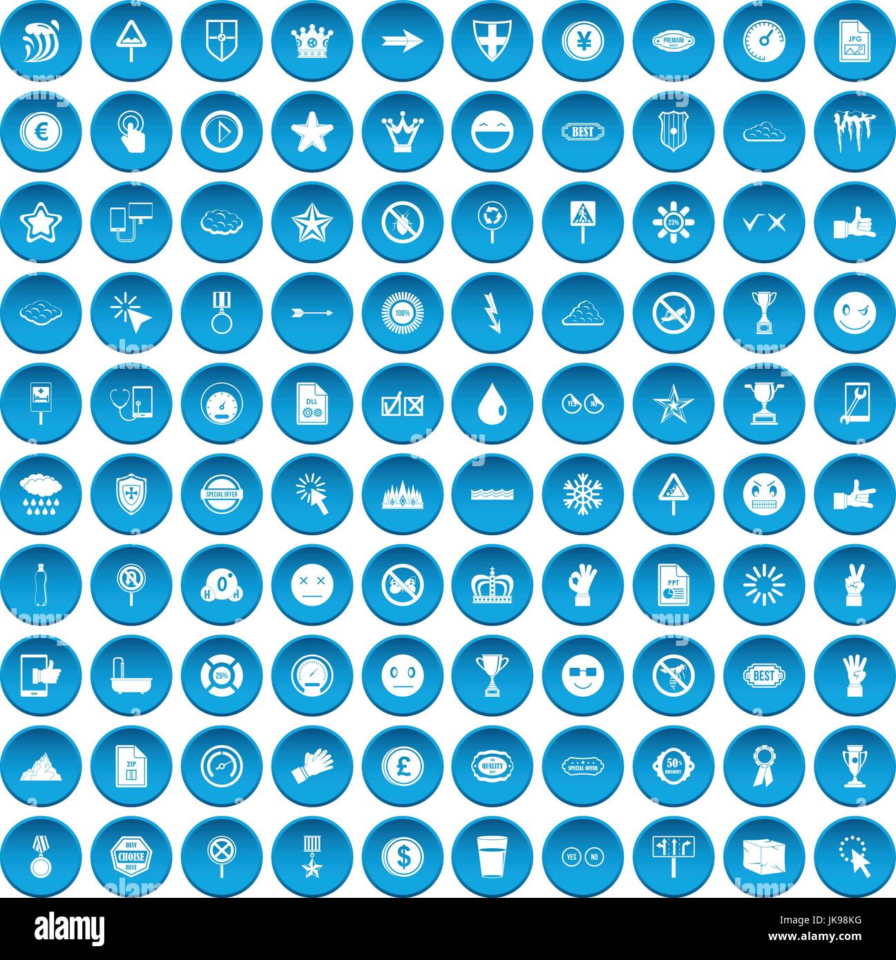 100 symbol icons set blue Stock Vector Image & Art - Alamy