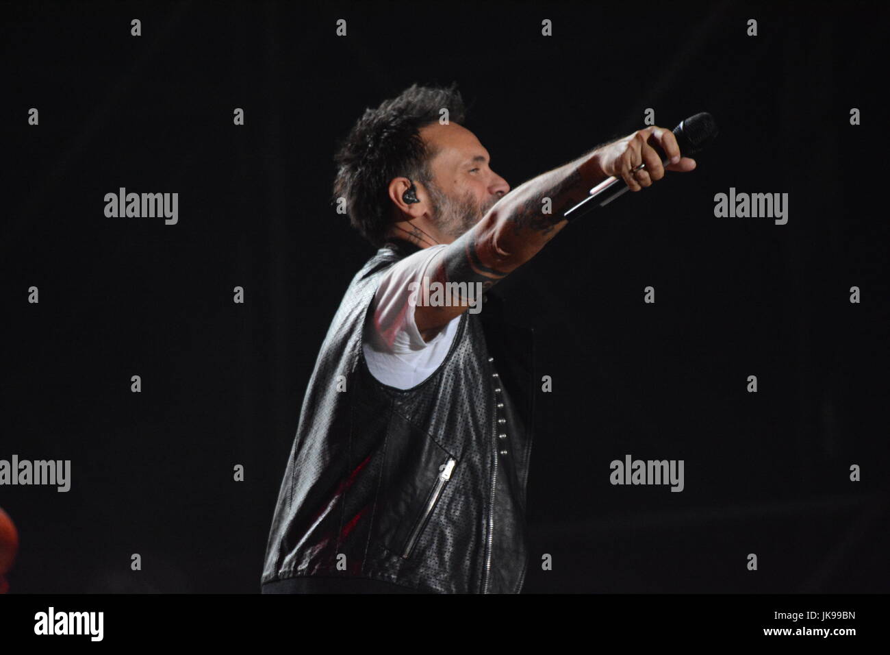 Naples, Italy. 20th July, 2017. Filippo Neviani also known as 'Nek' italian singer and songwriter performs on the stage of the ETES Arena Flegrea Stock Photo