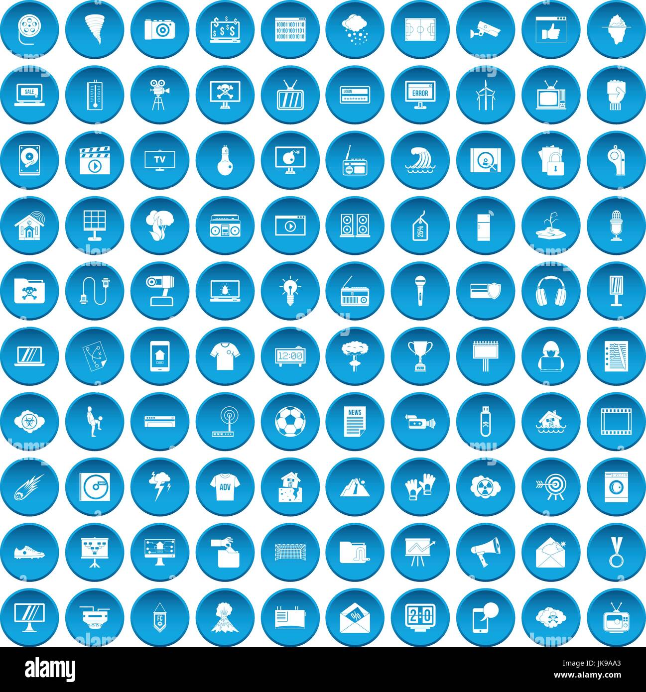 100 TV icons set blue Stock Vector Image & Art - Alamy