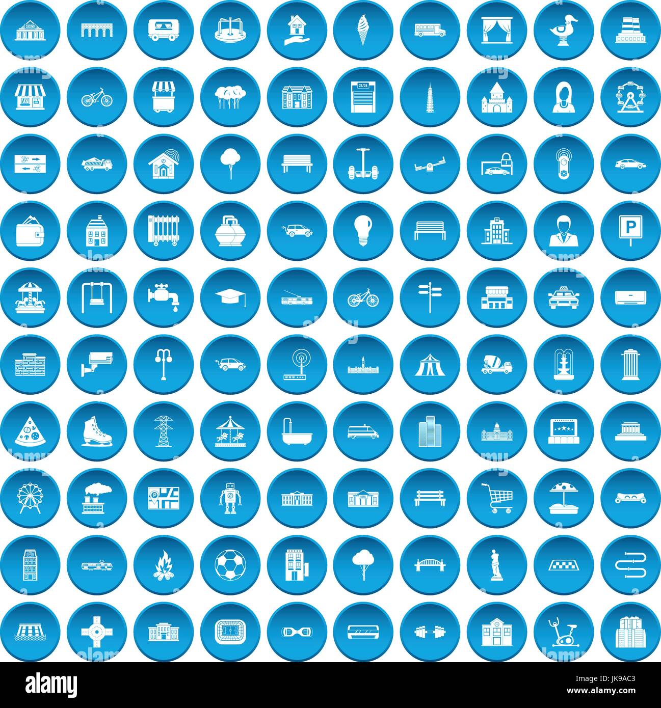 100 urban icons set blue Stock Vector Image & Art - Alamy