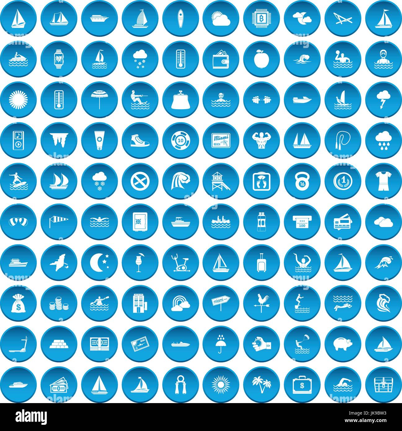 100 water sport icons set blue Stock Vector Image & Art - Alamy