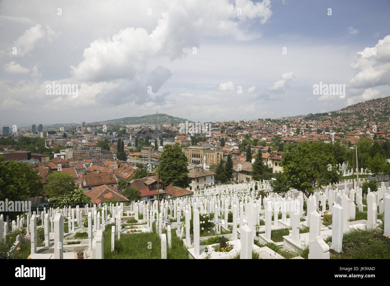 Bosnien-Herzegowina, Sarajevo, Stadtansicht, Friedhof, muslimisch, Gräber, Stock Photo
