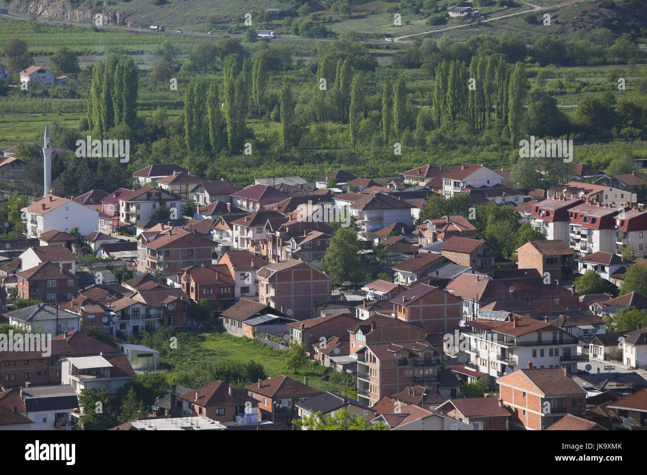 Mazedonien, Ohrid, Vorort, Übersicht, Häuser, Moschee, Stock Photo