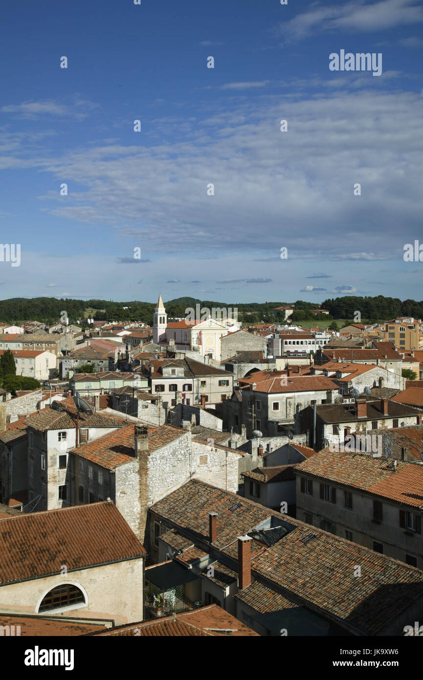 Kroatien, Istrien, Porec, Stadtansicht, Häuser, Dächer, Kirchturm, Stock Photo