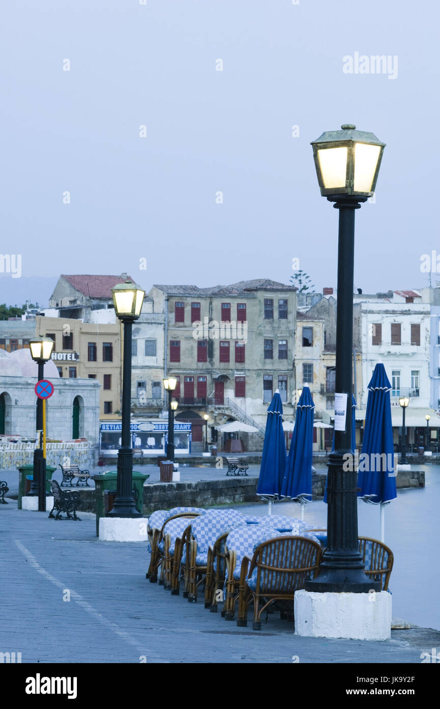 Griechenland, Kreta, Chania, Hafenpromenade, Morgenstimmung, Stock Photo