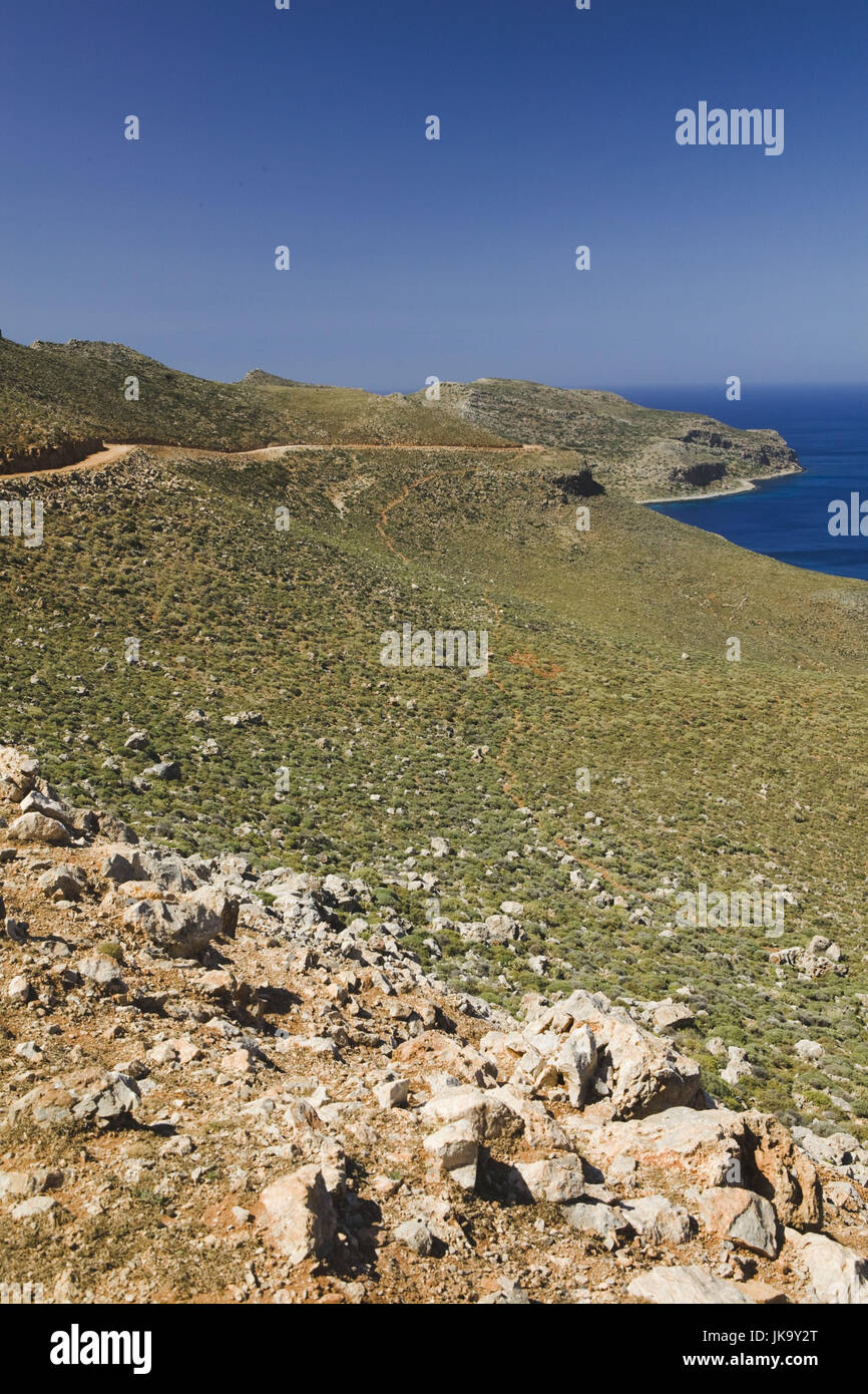 Griechenland, Kreta, Gramvousa-Halbinsel, Küstenstraße, Stock Photo