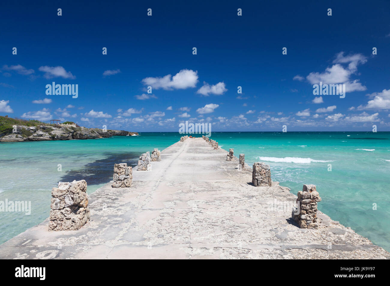 Cuba, Havana Province, Playas del Este, Playa Jibacoa beach, pier Stock