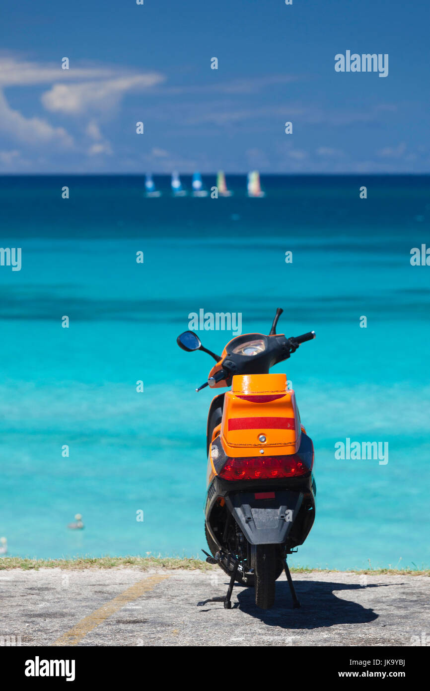 Cuba, Matanzas Province, Varadero, Varadero Beach and scooter Stock